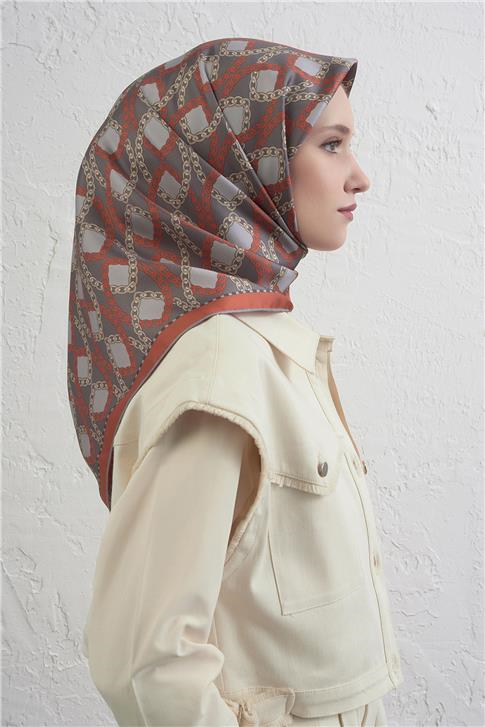 Armine Klasik Desenli Saf İpek Twill Eşarp 9410D 35