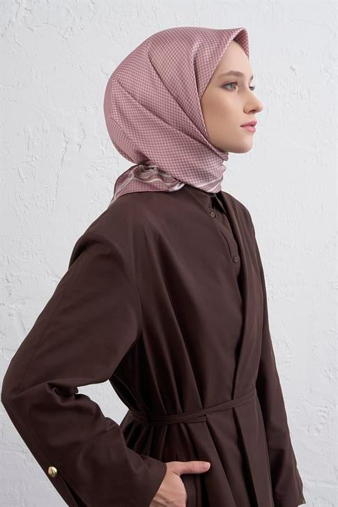 Armine Klasik Desenli Saf İpek Twill Eşarp 9404D 06
