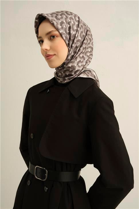 Armine Klasik Desenli Saf İpek Twill Eşarp 9321D 06