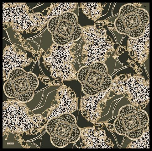 Armine Klasik Desenli Saf İpek Twill Eşarp 9411D 33