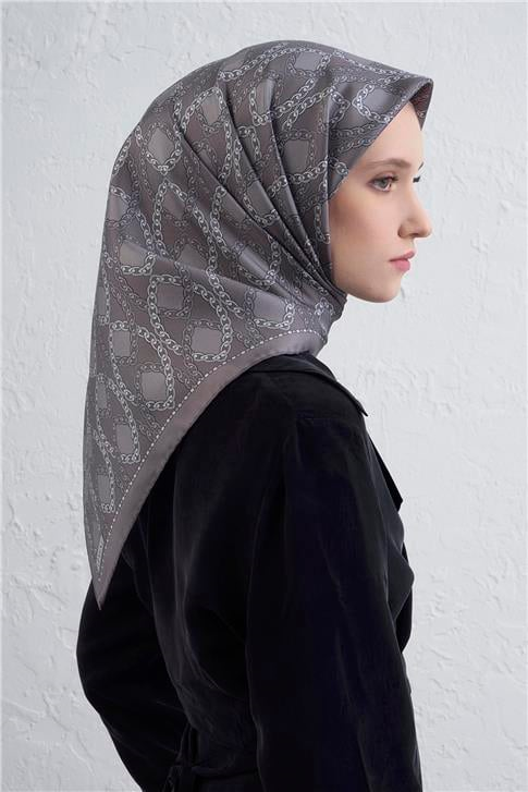 Armine Klasik Desenli Saf İpek Twill Eşarp 9410D 88