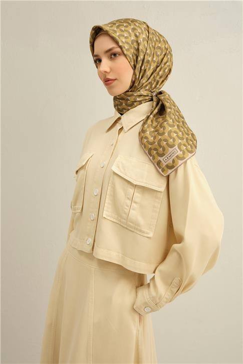 Armine Klasik Desenli Saf İpek Twill Eşarp 9321D 36