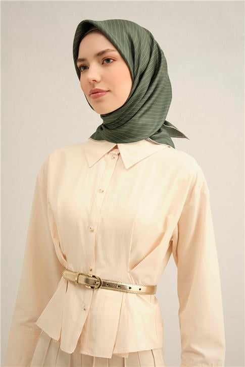 Armine Klasik Desenli Saf İpek Twill Eşarp 9348D 54