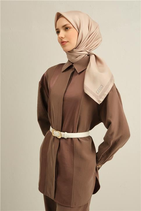 Armine Klasik Desenli Saf İpek Twill Eşarp 9357D 03