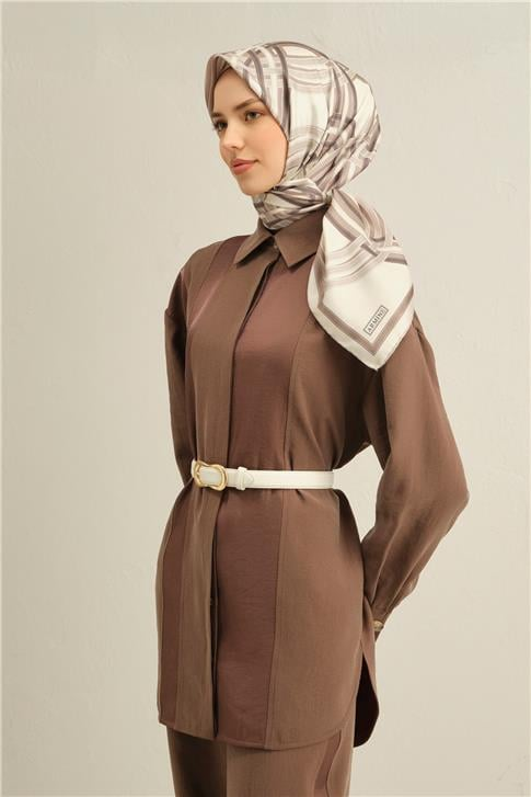 Armine Klasik Desenli Saf İpek Twill Eşarp 9333D 82