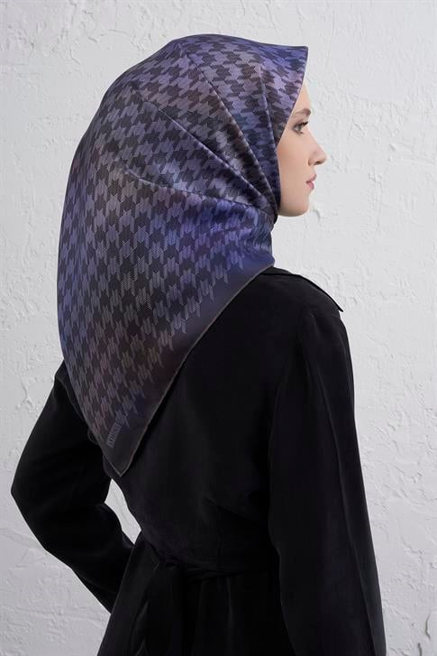 Armine Klasik Desenli Saf İpek Twill Eşarp 9434D 15