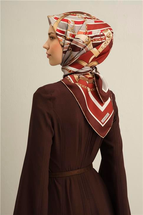 Armine Klasik Desenli Saf İpek Twill Eşarp 9315D 31