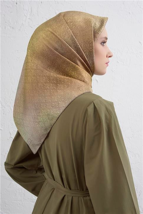 Armine Klasik Desenli Saf İpek Twill Eşarp 9437D 35