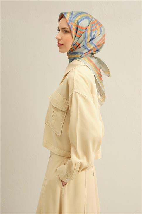 Armine Klasik Desenli Saf İpek Twill Eşarp 9333D 35
