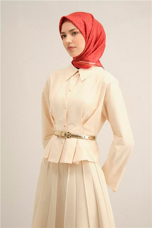 Armine Klasik Desenli Saf İpek Twill Eşarp 9301D 04