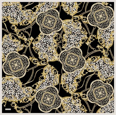 Armine Klasik Desenli Saf İpek Twill Eşarp 9411D 81