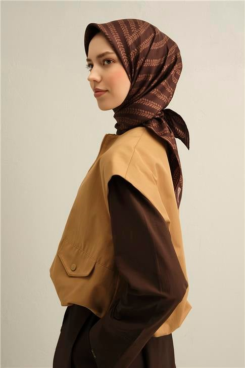 Armine Klasik Desenli Saf İpek Twill Eşarp 9351D 84
