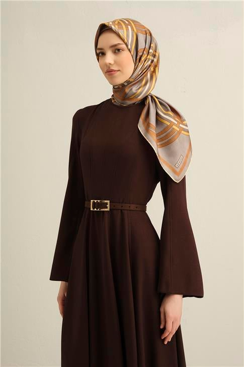 Armine Klasik Desenli Saf İpek Twill Eşarp 9333D 32