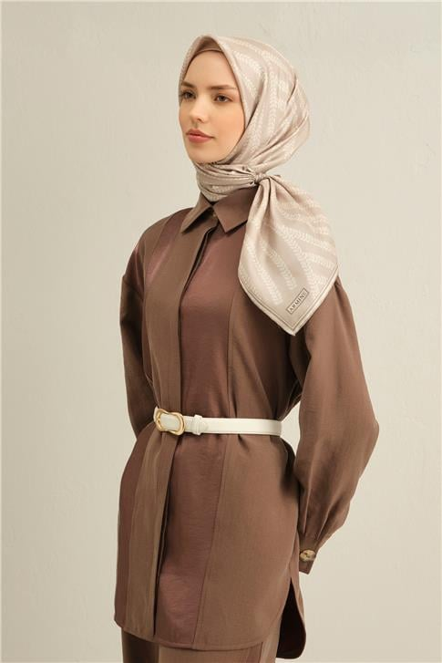 Armine Klasik Desenli Saf İpek Twill Eşarp 9351D 09