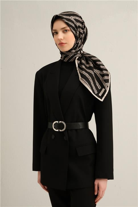 Armine Klasik Desenli Saf İpek Twill Eşarp 9351D 57