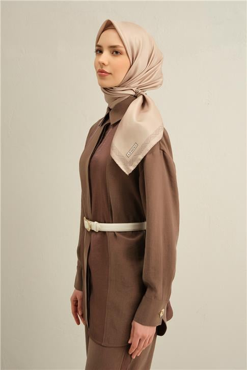 Armine Klasik Desenli Saf İpek Twill Eşarp 9357D 03