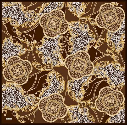 Armine Klasik Desenli Saf İpek Twill Eşarp 9411D 80