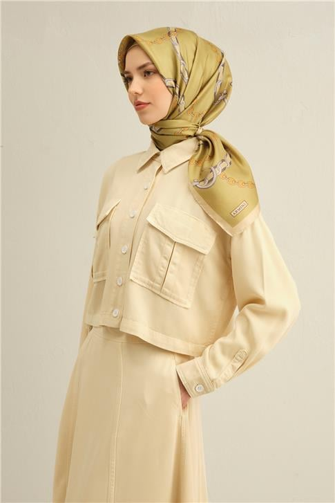 Armine Klasik Desenli Saf İpek Twill Eşarp 9346 07