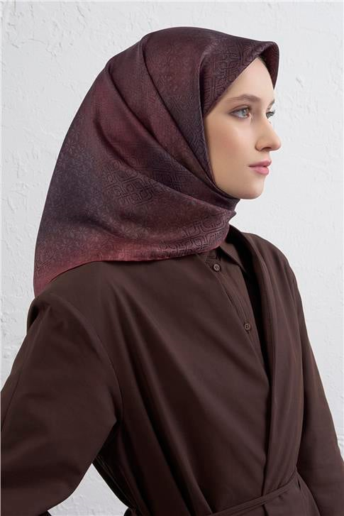 Armine Klasik Desenli Saf İpek Twill Eşarp 9437D 09