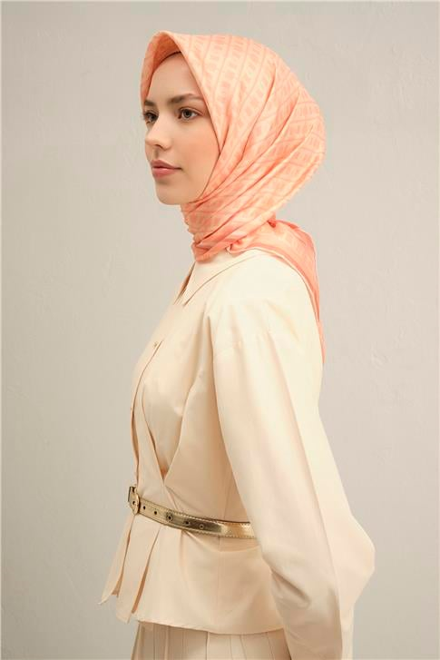 Armine Klasik Desenli Saf İpek Twill Eşarp 9301D 40
