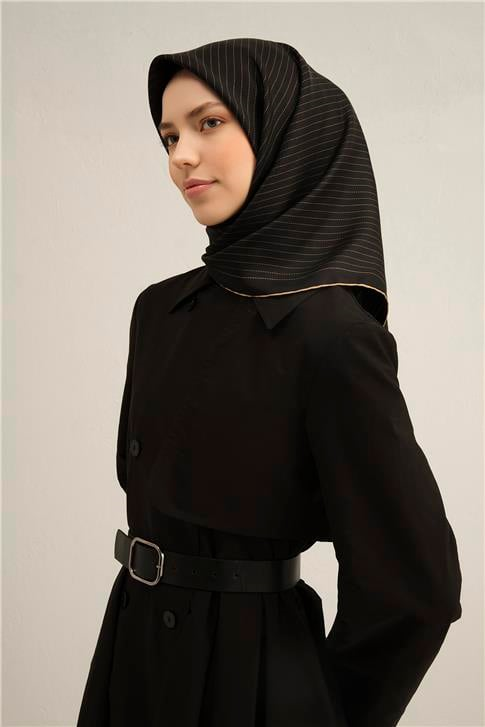 Armine Klasik Desenli Saf İpek Twill Eşarp 9348D 02