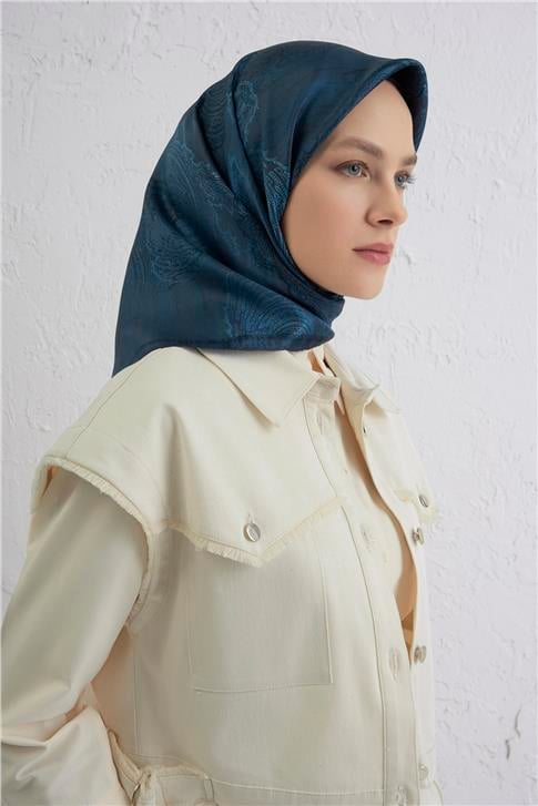 Armine Klasik Desenli Saf İpek Twill Eşarp 9428D 34