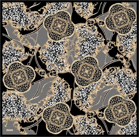 Armine Klasik Desenli Saf İpek Twill Eşarp 9411D 34