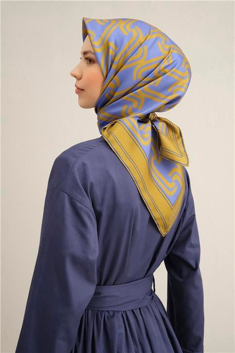 Armine Klasik Desenli Saf İpek Twill Eşarp 9343D 01