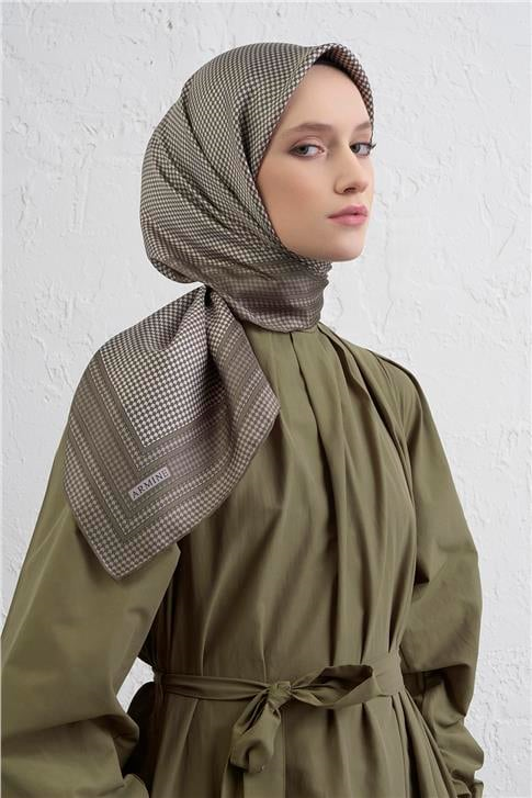 Armine Klasik Desenli Saf İpek Twill Eşarp 9404D 87