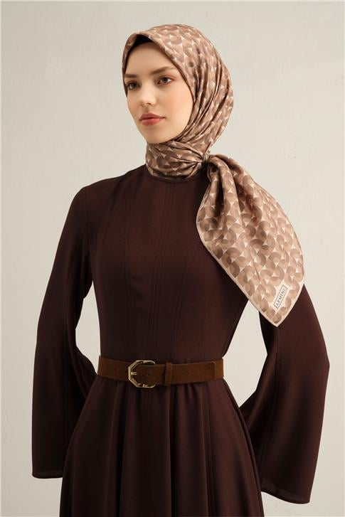 Armine Klasik Desenli Saf İpek Twill Eşarp 9321D 05