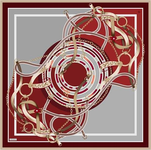 Armine Klasik Desenli Saf İpek Twill Eşarp 9315D 31