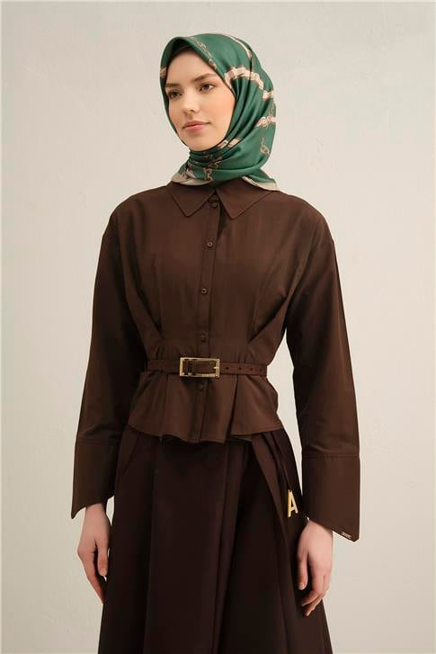 Armine Klasik Desenli Saf İpek Twill Eşarp 9346D 12