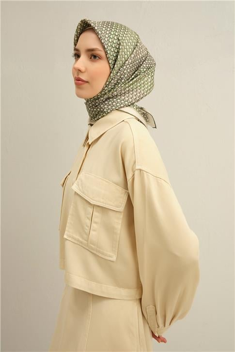 Armine Klasik Desenli Saf İpek Twill Eşarp 9319D 05