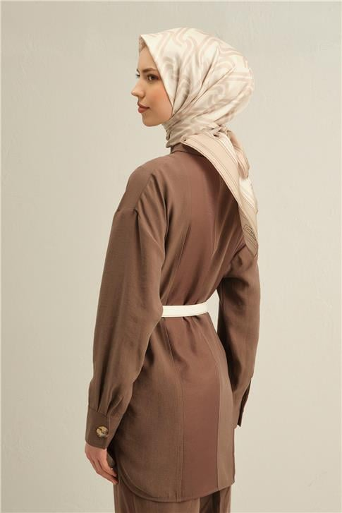 Armine Klasik Desenli Saf İpek Twill Eşarp 9343D 34