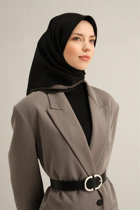 Armine Klasik Desenli Saf İpek Twill Eşarp 9357D 01