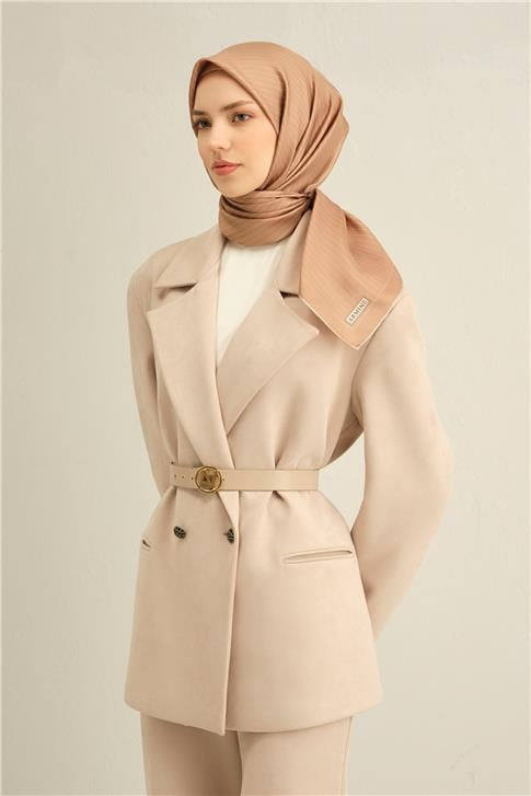Armine Klasik Desenli Saf İpek Twill Eşarp 9348D 83