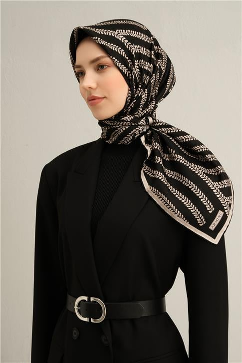 Armine Klasik Desenli Saf İpek Twill Eşarp 9351D 57