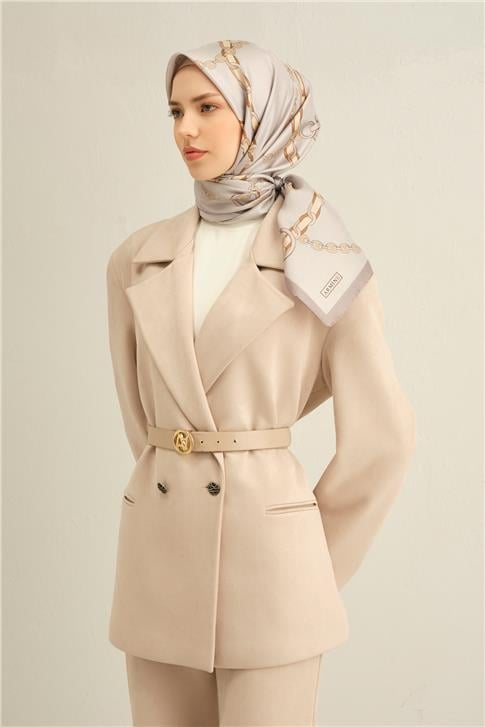 Armine Klasik Desenli Saf İpek Twill Eşarp 9346D 31