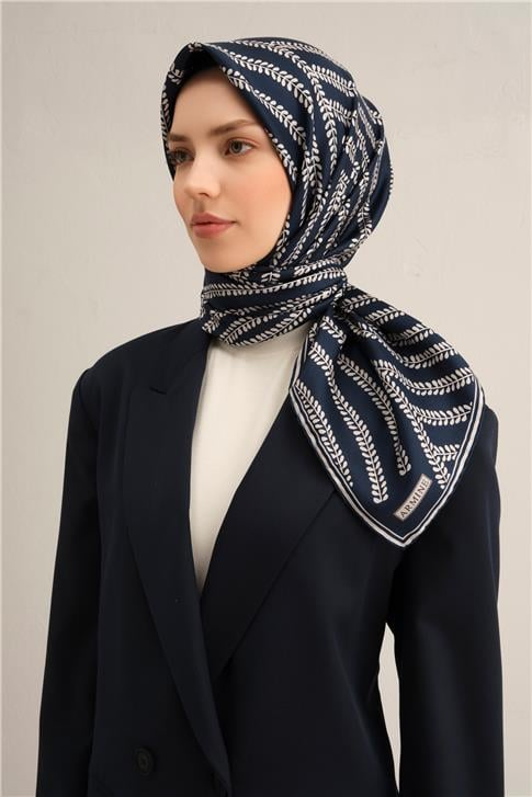 Armine Klasik Desenli Saf İpek Twill Eşarp 9351D 07