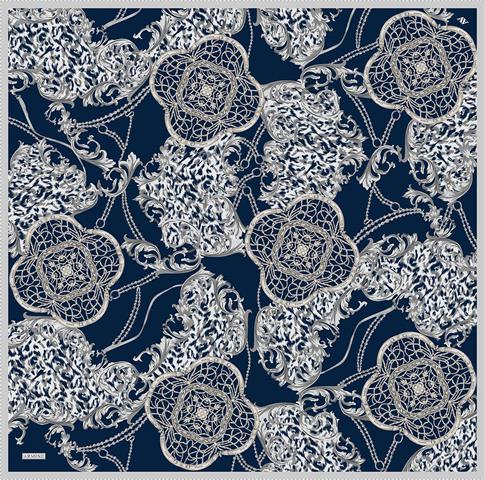 Armine Klasik Desenli Saf İpek Twill Eşarp 9411D 85