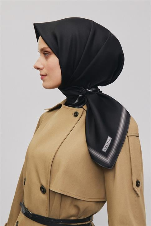 Armine Klasik Desenli Saf İpek Twill Eşarp 9356D 80