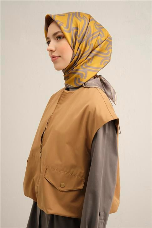 Armine Klasik Desenli Saf İpek Twill Eşarp 9343D 05