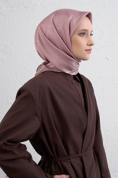 Armine Klasik Desenli Saf İpek Twill Eşarp 9404D 06