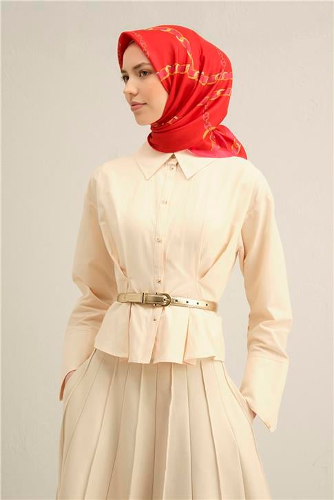 Armine Klasik Desenli Saf İpek Twill Eşarp 9346D 50