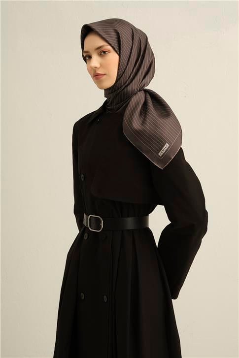 Armine Klasik Desenli Saf İpek Twill Eşarp 9348D 03