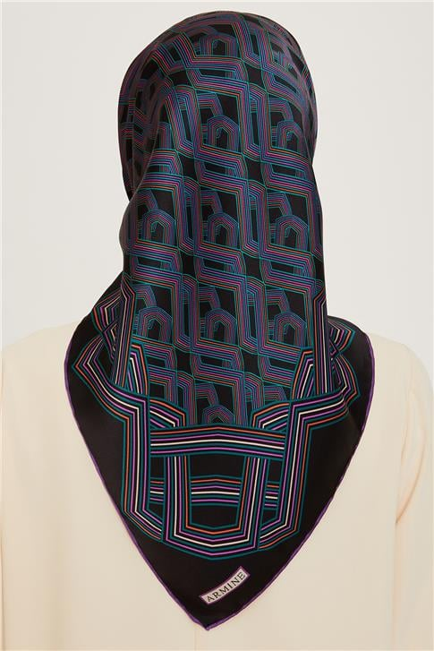 Armine Klasik Desenli Sura Saf İpek Eşarp 9213D 80