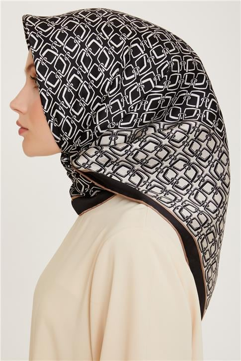 Armine Klasik Desenli Sura Saf İpek Eşarp 9248D 80 50