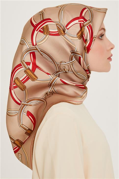 Armine Klasik Desenli Sura Saf İpek Eşarp 9203D 05