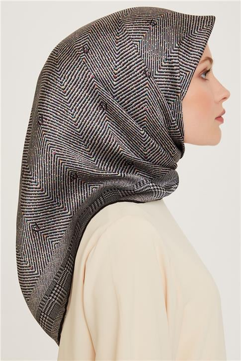 Armine Klasik Desenli Sura Saf İpek Eşarp 9252D 82