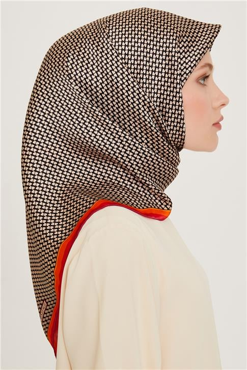 Armine Klasik Desenli Sura Saf İpek Eşarp 9243D 06 02